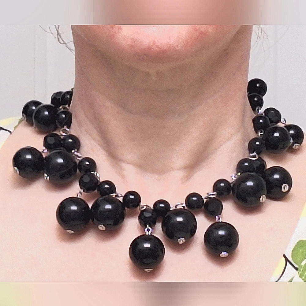 Talbots ⚫️ Black Bubble Beads, Choker Necklace